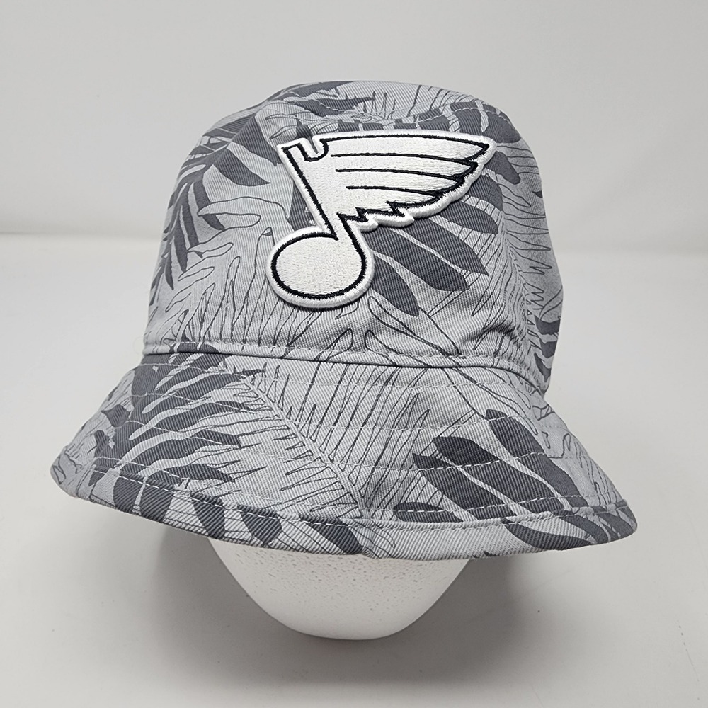 Adidas St Louis Blues Bucket Hat OSFM NHL Floral Print Grey Sun Hat GJ8229 NEW